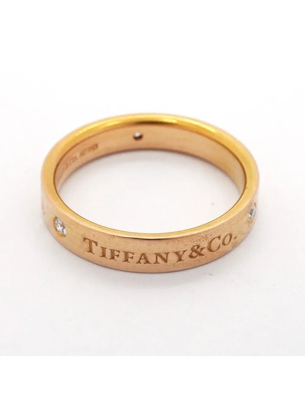Tiffany & Co Ring Flat Band 18k Pink Gold Diamond